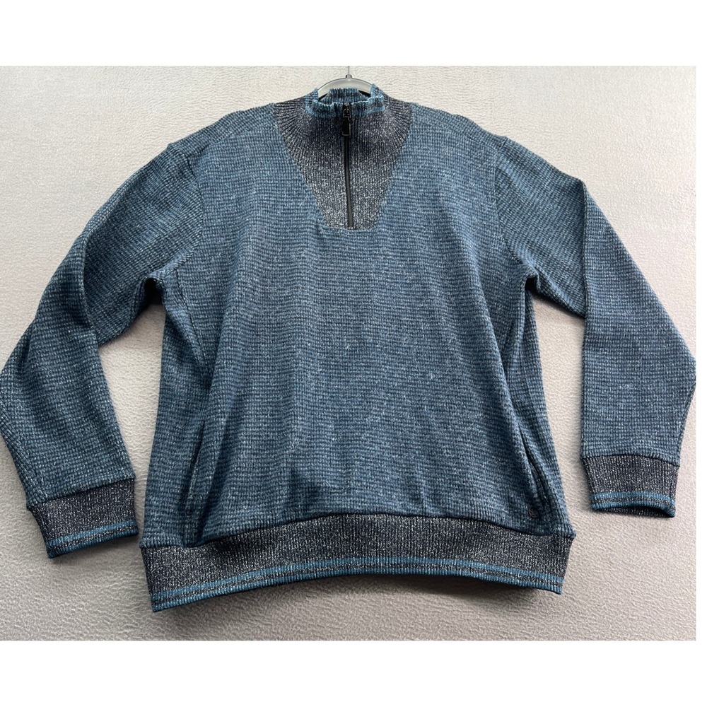 STONE ROSE Sweater Mens Sz XL Quarter Zip Pullover Blue Heathered Knit Casual